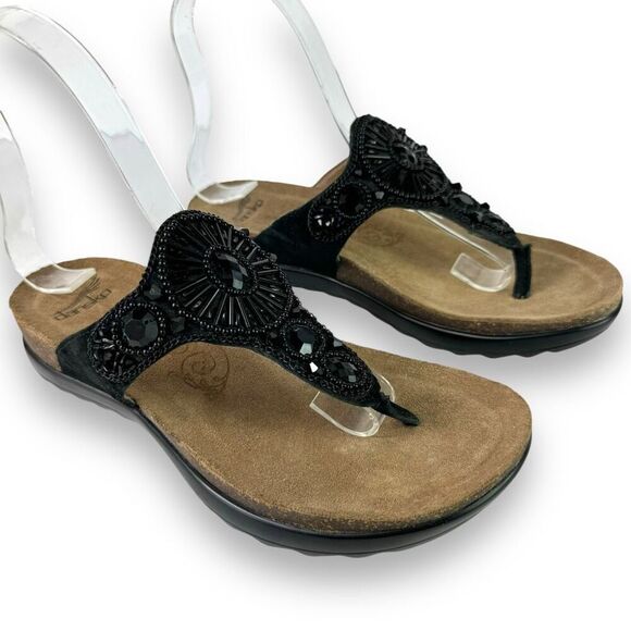 Dansko Pamela Black Jeweled Beaded Rhinestone Suede Toe Post Sandal 36 / 5.5 - 6 - Picture 14 of 14